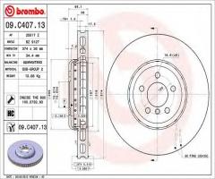 Brembo 09.c407.13 tarcza hamulc. bmw 7 f01,f02, f03,f04  08- lp, bmw 7 (f01, f02, f03, f04)