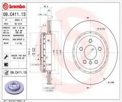 Brembo 09.c411.13 tarcza hamulc. bmw 5 f10  10-  tył, bmw 5 (f10, f18)