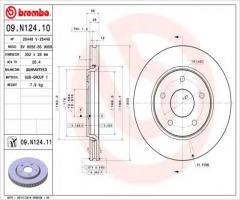 Brembo 09.n124.11 tarcza hamulc. chrysler grand voyager  07- przód, chrysler grand voyager v (rt)