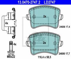 Ate 13.0470-2747 klocki hamulcowe audi a4 (b8) 07- tył, audi q5 (8r)