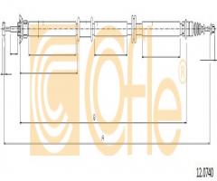 Cofle 12.0740 linka hamulca ręcznego fiat linea  07- prawy tył, fiat linea (323)