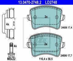 Ate 13.0470-2748 klocki hamulcowe audi a5 07- tył, audi a5 (8t3)