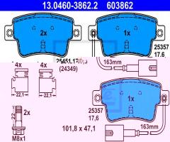 Ate 13.0460-3862 klocki hamulcowe fiat punto evo 09-tył, fiat punto evo (199)