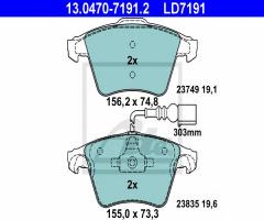 Ate 13.0470-7191 klocki hamulcowe vw touareg 02- z czuj., vw touareg (7la, 7l6, 7l7)