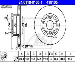 Ate 24.0118-0105 tarcza hamulcowa vw t4 90-96 koła 15