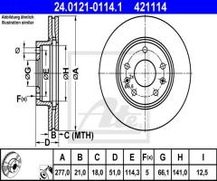 Ate 24.0121-0114 tarcza hamulcowa land rover freelander 00-07, land rover freelander (ln)