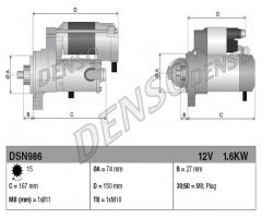 Denso dsn986 rozrusznik toyota, toyota auris (nre15_, zze15_, ade15_, zre15_, nde15_)