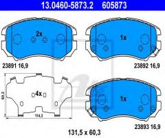 Ate 13.0460-5873 klocki hamulcowe kia sportage 04- z akustycznym czujnikiem zużycia