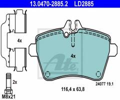 Ate 13.0470-2885 klocki hamulcowe mercedes w169 a-klasa 04- a150-a160cdi