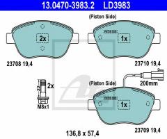 Ate 13.0470-3983 klocki hamulcowe fiat stilo 01-08 1,8-1,9jtd z czuj, fiat bravo ii (198)