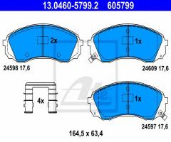 Ate 13.0460-5799 klocki hamulcowe kia carnival 06-, hyundai h-1 travel (tq)