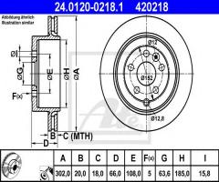 Ate 24.0120-0218 tarcza hamulcowa land rover freelander 06- tył 3,2, land rover freelander 2 (fa_)