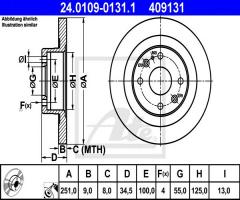 Ate 24.0109-0131 tarcza hamulcowa mazda 323 89-94 tył, mazda 323 s iv (bg)