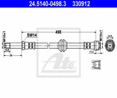 Ate 24.5140-0498 przewód hamulcowy giętki mercedes vito 03- przód