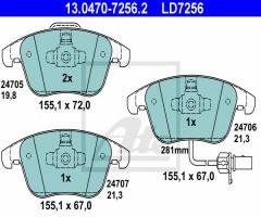 Ate 13.0470-7256 klocki hamulcowe audi a4 (b8) 08- przód, audi a5 (8t3)