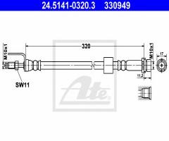 Ate 24.5141-0320 przewód hamulcowy giętki ford transit 06- przód, ford transit autobus