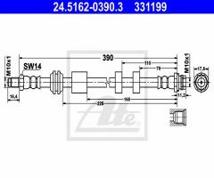 Ate 24.5162-0390 przewód hamulcowy giętki ford mondeo 07- przód, ford mondeo iv turnier (ba7)