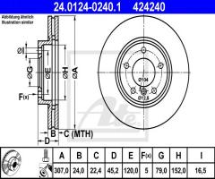 Ate 24.0124-0240 tarcza hamulcowa mini countryman 10-, mini mini countryman (r60)