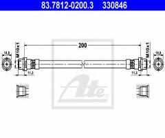 Ate 83.7812-0200 przewód hamulcowy giętki, audi 80 (8c, b4)