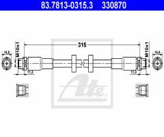 Ate 83.7813-0315 przewód hamulcowy giętki audi a6 05-11 przód, audi a6 (4f2, c6)