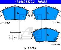 Ate 13.0460-5872 klocki hamulcowe hyundai accent 00-05 z akustycznym czujnikiem zużycia