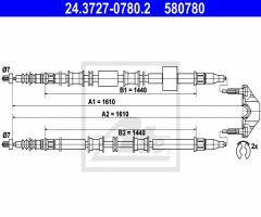 Ate 24.3727-0780 linka hamulca ręcznego opel meriva 03-, opel meriva