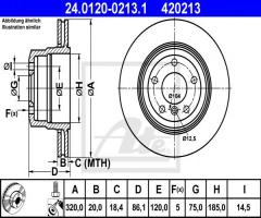 Ate 24.0120-0213 tarcza hamulcowa bmw 5 e60,61 05-10 tył wen x, bmw 5 (e60)