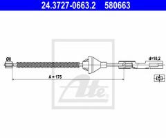 Ate 24.3727-0663 linka hamulca ręcznego ford focus 98-04, ford focus (daw, dbw), mazda 2 (dy)