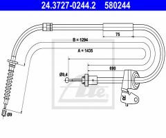 Ate 24.3727-0244 linka hamulca ręcznego mini 00-06 prawy tył, mini mini (r50, r53)