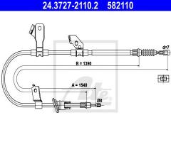 Ate 24.3727-2110 linka hamulca ręcznego mitsubishi colt 04- lewa, mitsubishi colt vi (z3_a, z2_a)