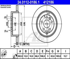 Ate 24.0112-0186 tarcza hamulcowa land rover freelander 06- tył, land rover freelander 2 (fa_)