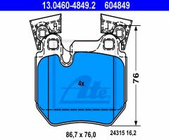 Ate 13.0460-4849 klocki hamulcowe bmw 1 e82 07- 135i tył, bmw 1 (e82) coupe 