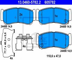 Ate 13.0460-5782 klocki hamulcowe hyundai santa fe 06- tył, hyundai santa fÉ i (sm)