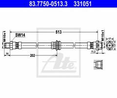 Ate 83.7750-0513 przewód hamulcowy giętki bmw x3 e83 03- tył, bmw x3 (e83)