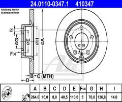 Ate 24.0110-0347 tarcza hamulcowa opel corsa d 06- tył, opel corsa d