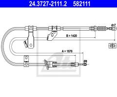 Ate 24.3727-2111 linka hamulca ręcznego mitsubishi colt 04- prawa, mitsubishi colt vi (z3_a, z2_a)