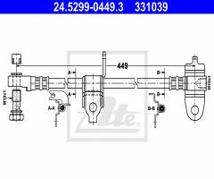 Ate 24.5299-0449 przewód hamulcowy giętki ford transit 00-06 lewy przód