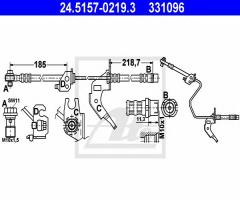 Ate 24.5157-0219 przewód hamulcowy giętki opel opel meriva 03- p ty, opel meriva