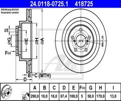 Ate 24.0118-0725 tarcza hamulcowa subaru impreza 00-07 tył, subaru impreza hatchback