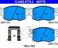 Ate 13.0460-5779 klocki hamulcowe kia rio ii 05-, hyundai i20 (pb, pbt), kia rio ii (jb)