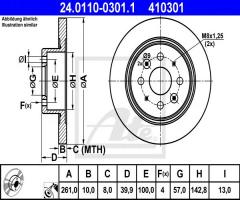 Ate 24.0110-0301 tarcza hamulcowa kia shuma 97-04 tył (+abs), kia shuma sedan (fb)