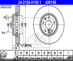 Ate 24.0126-0158 tarcza hamulcowa renault laguna 08-, renault megane iii hatchback (bz0_)