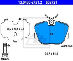 Ate 13.0460-2721 klocki hamulcowe land rover discovery ii 98-04 tył, land rover range rover ii (lp)