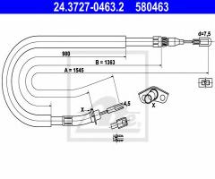 Ate 24.3727-0463 linka hamulca ręcznego mercedes sprinter 95-06