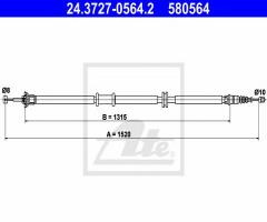 Ate 24.3727-0564 linka hamulca ręcznego fiat linea 07- lewy tył, fiat linea (323)