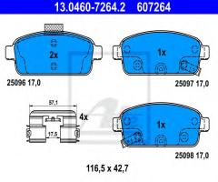 Ate 13.0460-7264 klocki hamulcowe opel astra j 09- tył, chevrolet orlando (j309)