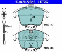 Ate 13.0470-7252 klocki hamulcowe citroen c5 iii 08- przód, citroËn c5 iii (rd_), peugeot 407 (6d_)