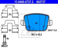 Ate 13.0460-2737 klocki hamulcowe volvo s80 ii 06- tył, land rover freelander 2 (fa_)