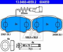 Ate 13.0460-4859 klocki hamulcowe nissan cabstar 06- tył z czuj.