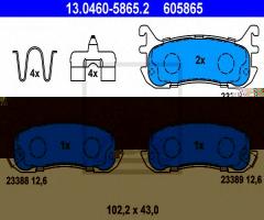 Ate 13.0460-5865 klocki hamulcowe mazda mx5 00-05 tył, mazda mx-5 i (na)